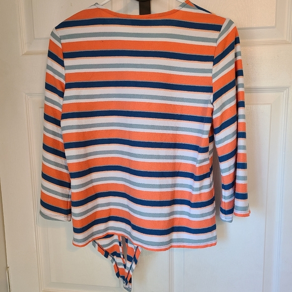 (600) Ruby Rd. Petite Woman's Long Sleeve Blouse,  Size: PS Color: Stripes - Picture 10 of 10